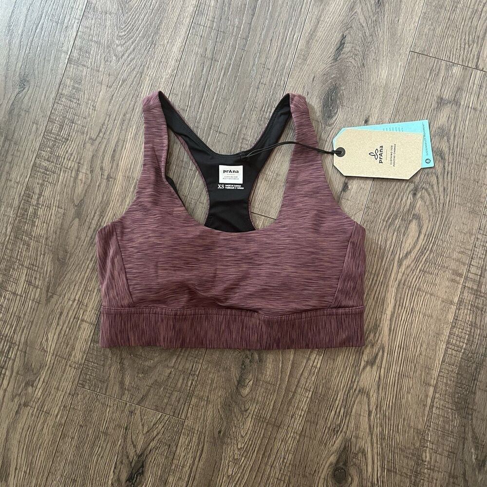 Prana Sport Bra XS Kimble Bra Flannel Heather Racer Back Work Out